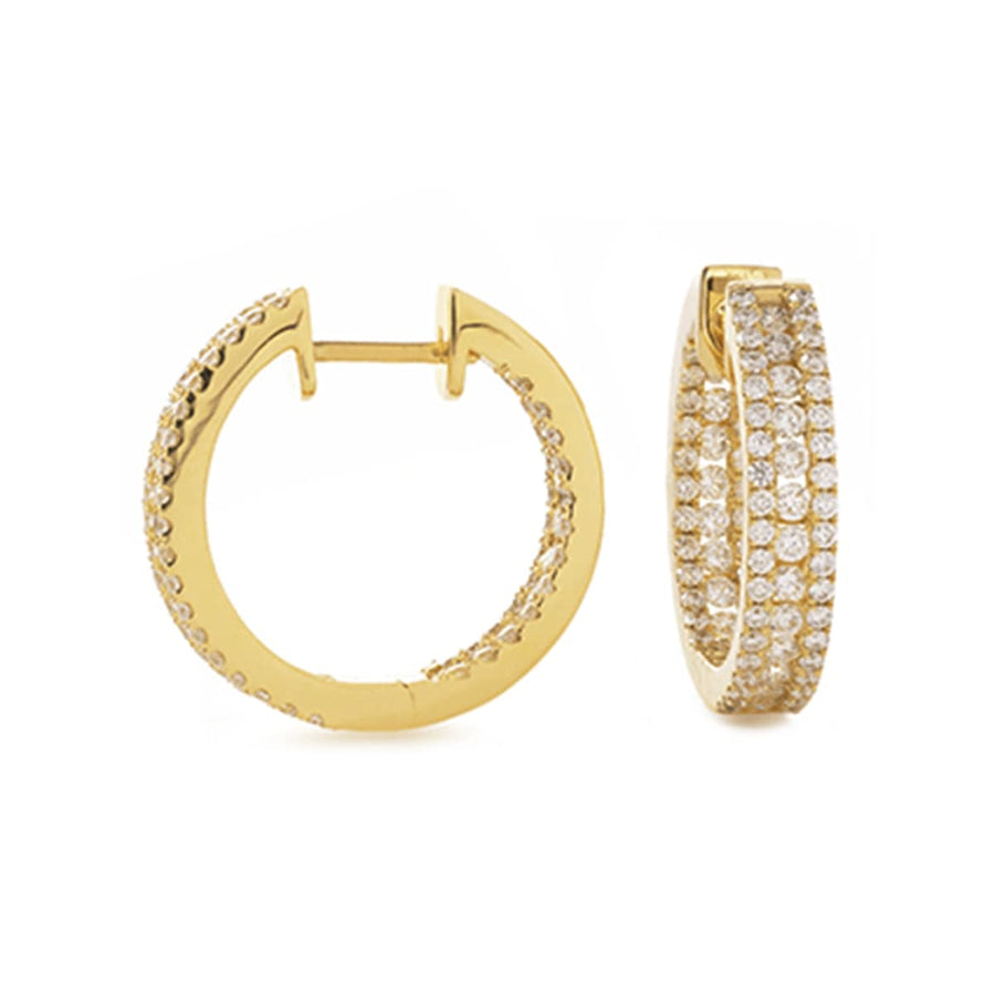 Diamond Hoop Earrings 1.55ct F VS Quality in 18k Yellow Gold - My Jewel World