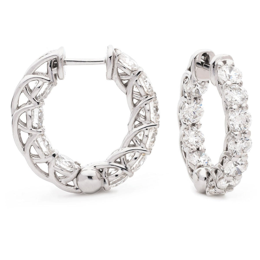 Diamond Hoop Earrings 1.65ct F VS Quality in 18k White Gold - My Jewel World