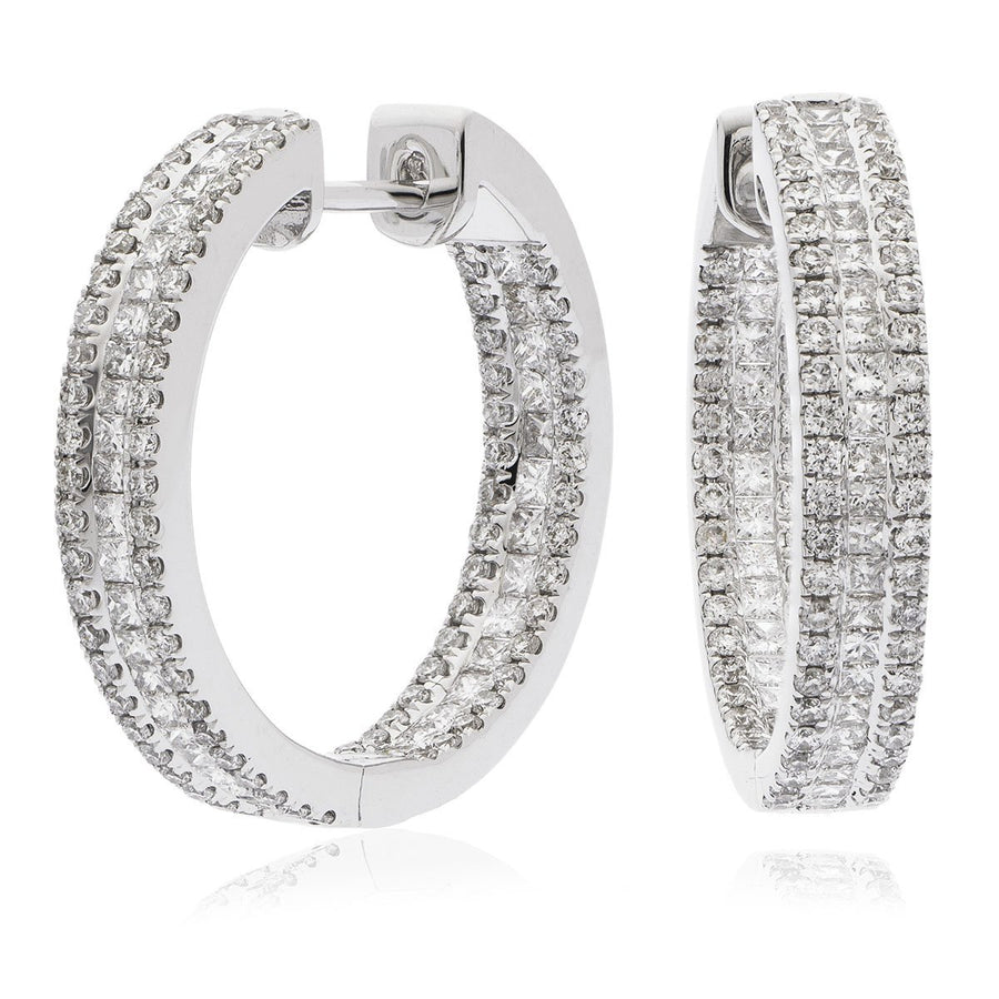 Diamond Hoop Earrings 1.80ct F VS Quality in 18k White Gold - My Jewel World