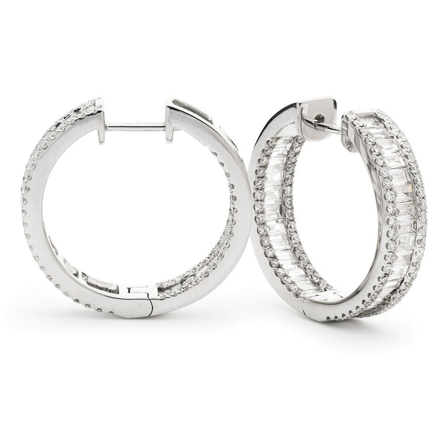 Diamond Hoop Earrings 1.85ct F VS Quality in 18k White Gold - My Jewel World