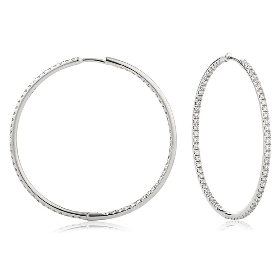 Diamond Hoop Earrings 1.90ct F VS Quality in 18k White Gold - My Jewel World