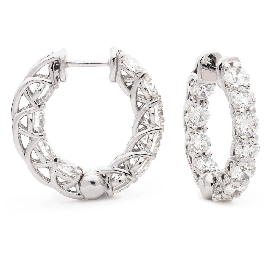 Diamond Hoop Earrings 2.00ct F VS Quality in 18k White Gold - My Jewel World