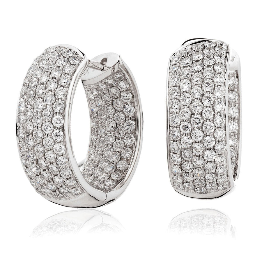 Diamond Hoop Earrings 2.65ct F VS Quality in 18k White Gold - My Jewel World