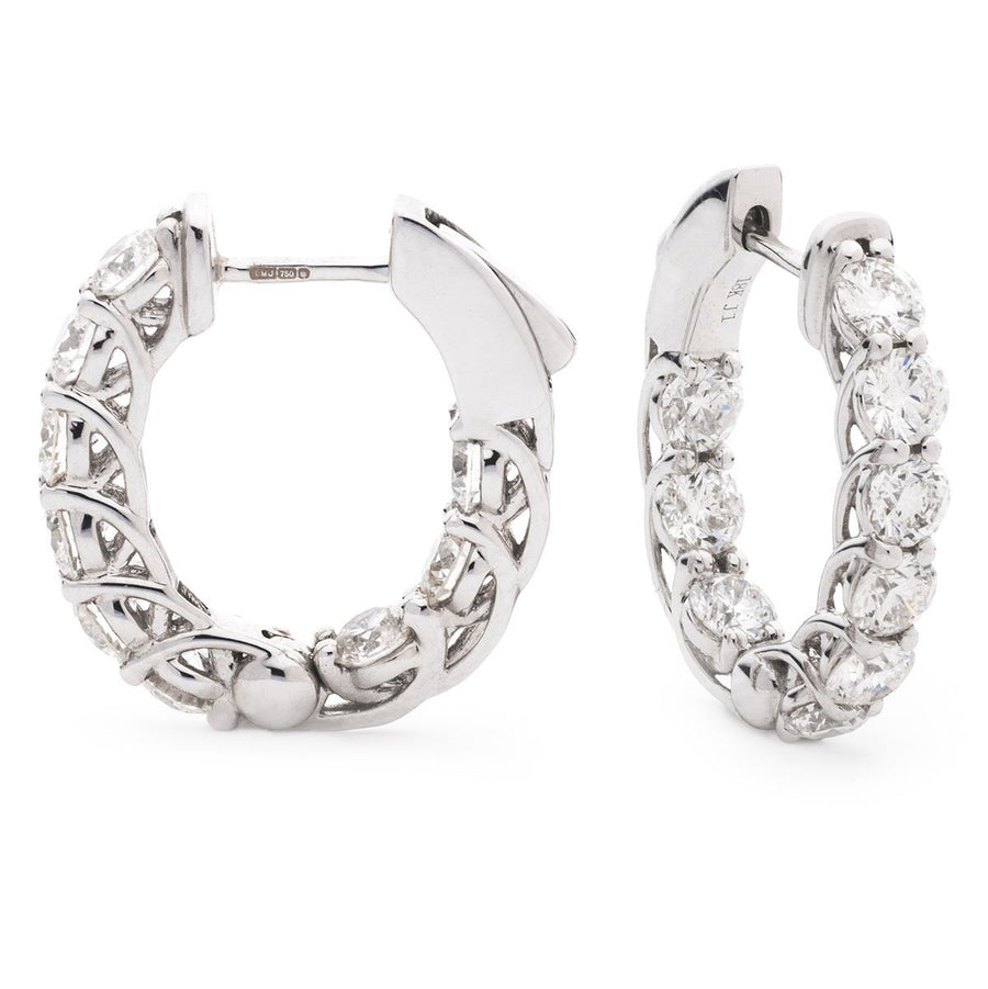 Diamond Hoop Earrings 3.00ct F VS Quality in 18k White Gold - My Jewel World