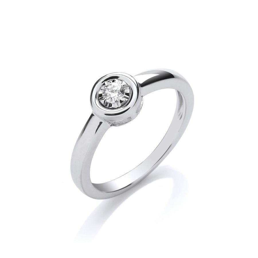 Diamond Illusion Solitaire Engagement Ring 0.10ct H-SI 9K White Gold - My Jewel World