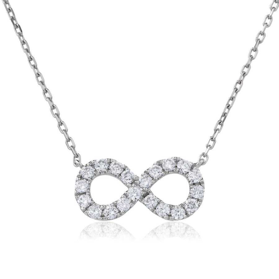 Diamond Infinity Necklace 0.50ct F VS Quality in 18k White Gold - My Jewel World