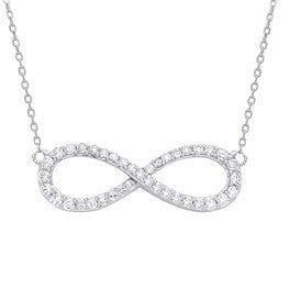 Diamond Infinity Necklace 18 Inch 0.47ct H-SI Quality in 9K White Gold - My Jewel World