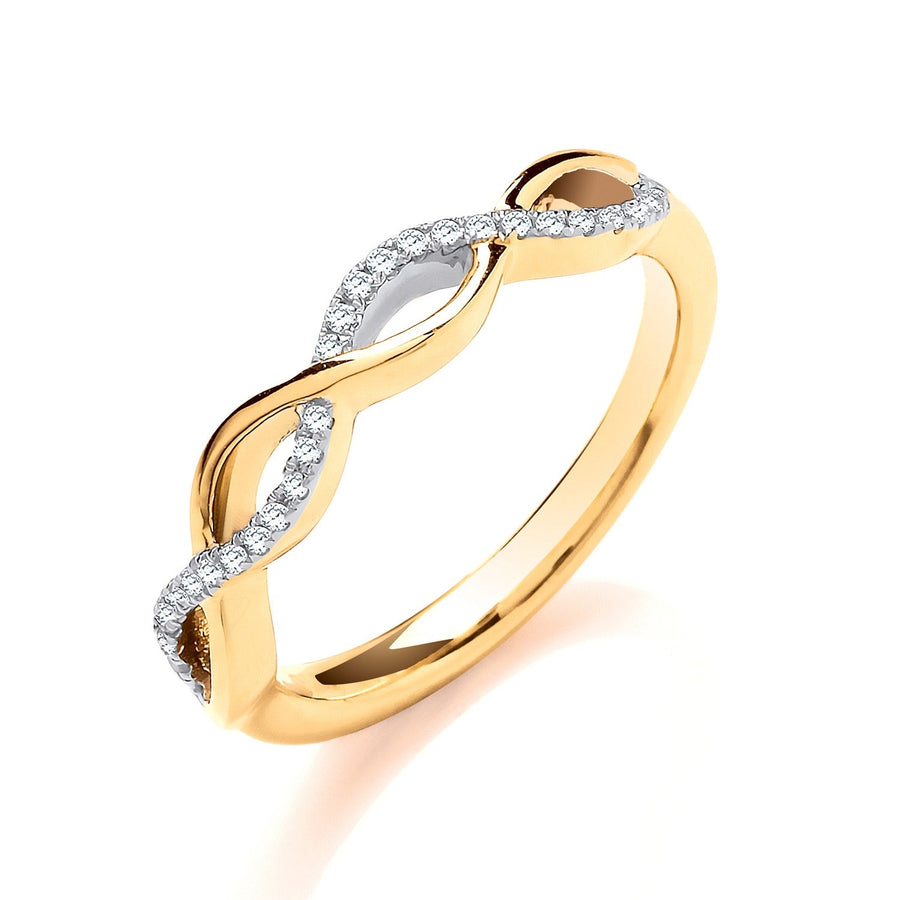 Diamond Infinity Ring 0.10ct H-SI Quality in 9K Yellow Gold - My Jewel World