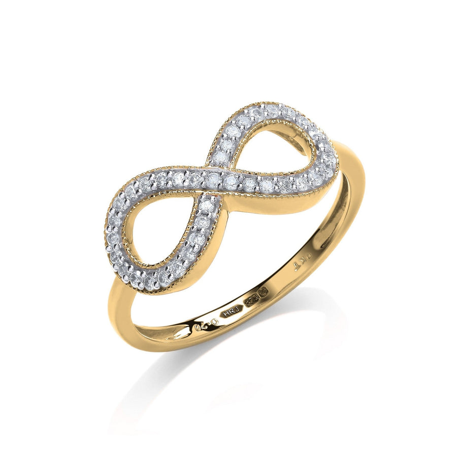 Diamond Infinity Ring 0.20ct H-SI Quality in 9K Yellow Gold - My Jewel World