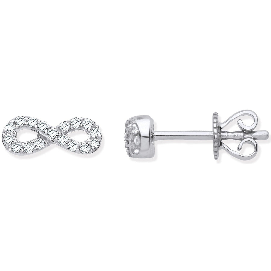 Diamond Infinity Stud Earrings 0.15ct H-SI Quality 9K White Gold - My Jewel World