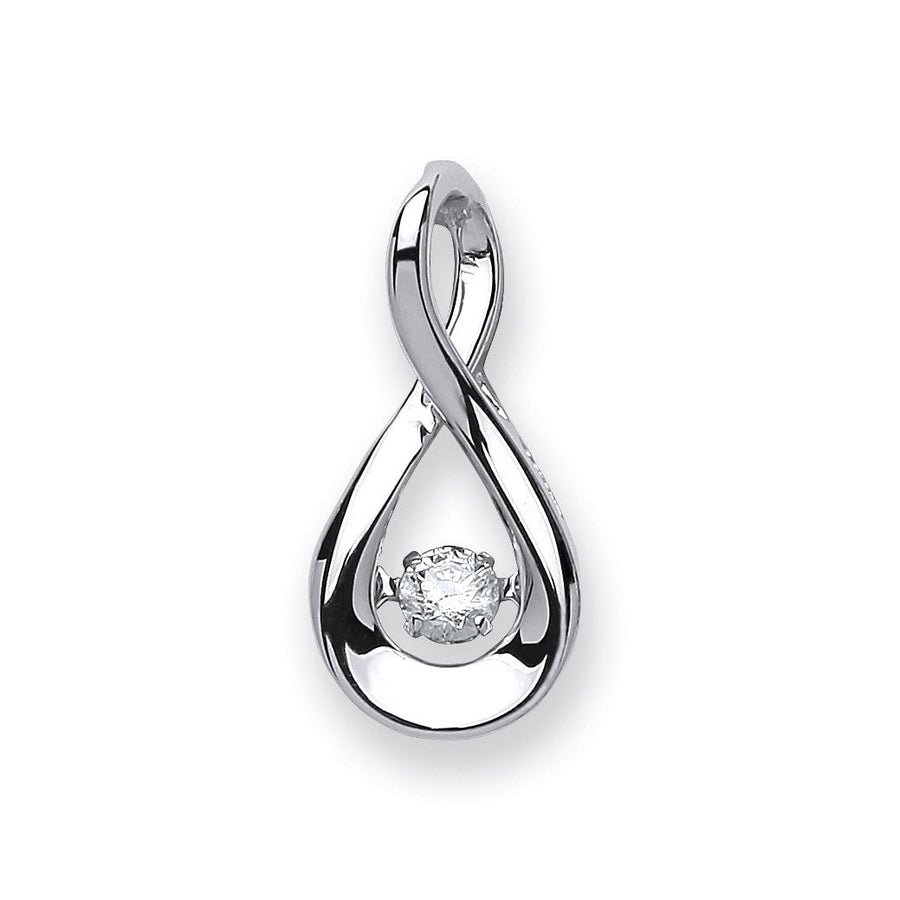 Diamond Infinity Twist Pendant Necklace 0.10ct H-SI in 9K White Gold - My Jewel World