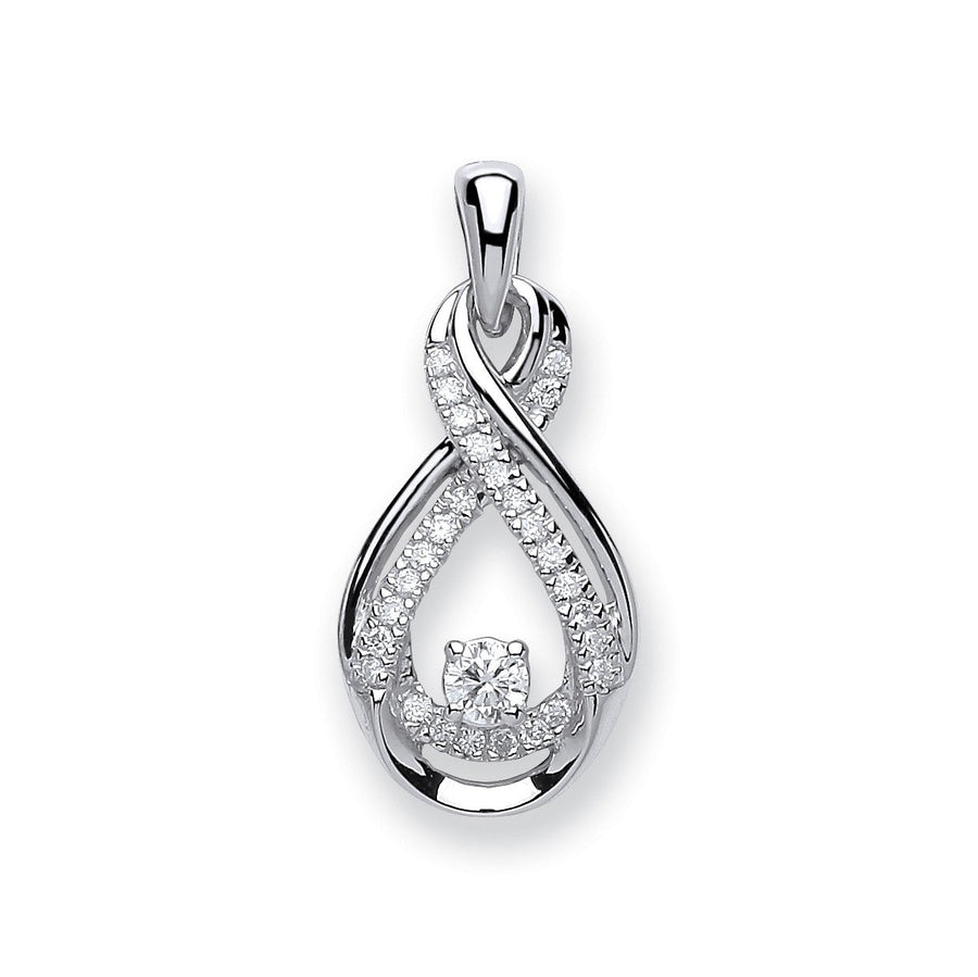 Diamond Infinity Twist Pendant Necklace 0.20ct H-SI in 9K White Gold - My Jewel World