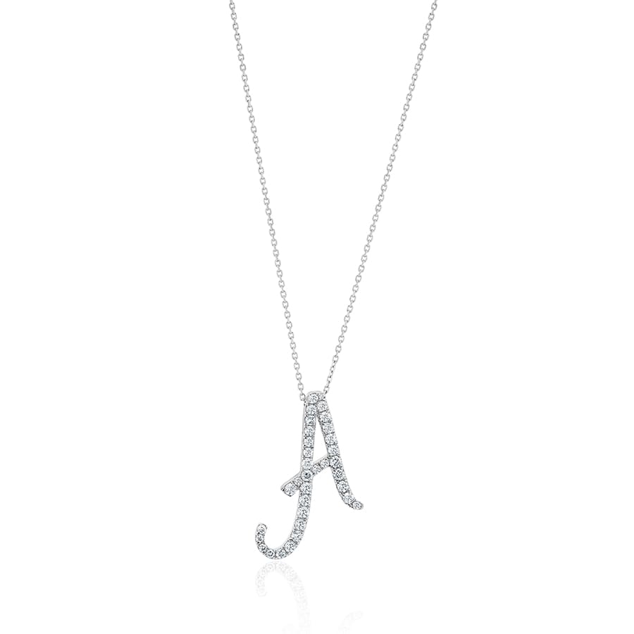 Diamond Initial A Necklace 0.42ct G SI Quality in 9k White Gold - My Jewel World