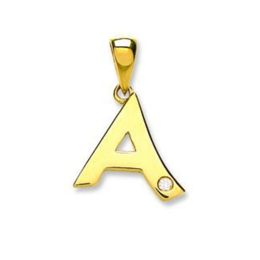 Diamond Initial A Pendant Necklace 0.01ct H-SI in 9K Yellow Gold - My Jewel World