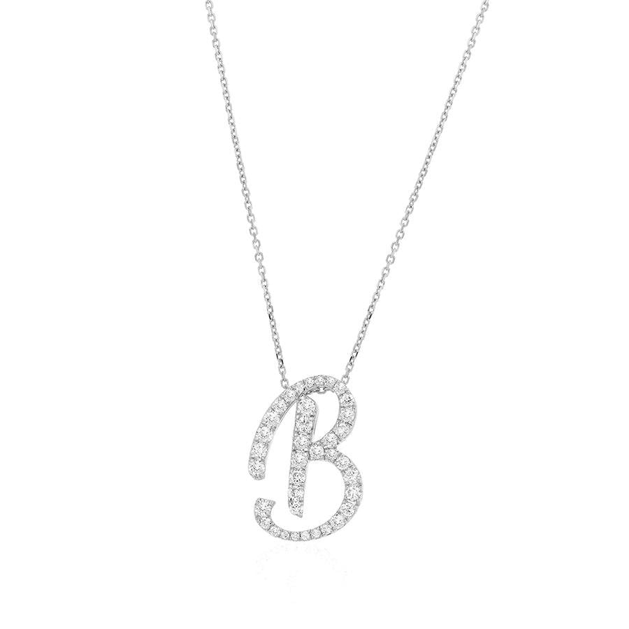 Diamond Initial B Necklace 0.44ct G SI Quality in 9k White Gold - My Jewel World