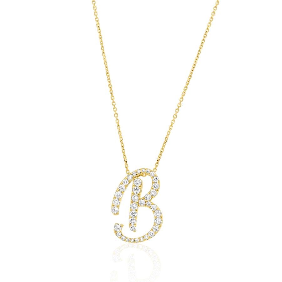 Diamond Initial B Necklace 0.44ct G SI Quality in 9k Yellow Gold - My Jewel World