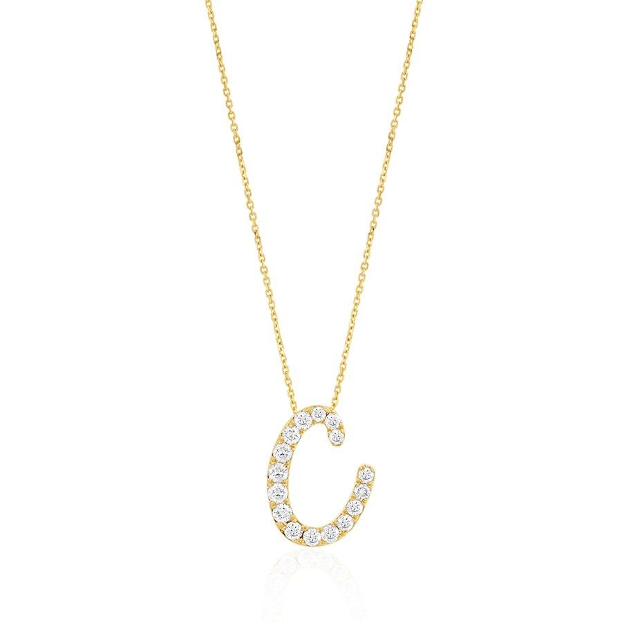 Diamond Initial C Necklace 0.43ct G SI Quality in 9k Yellow Gold - My Jewel World