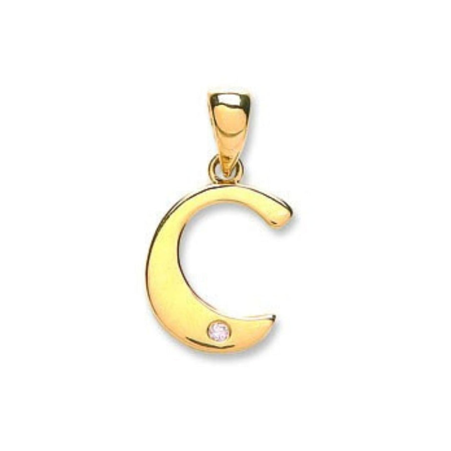 Diamond Initial C Pendant Necklace 0.01ct H-SI in 9K Yellow Gold - My Jewel World