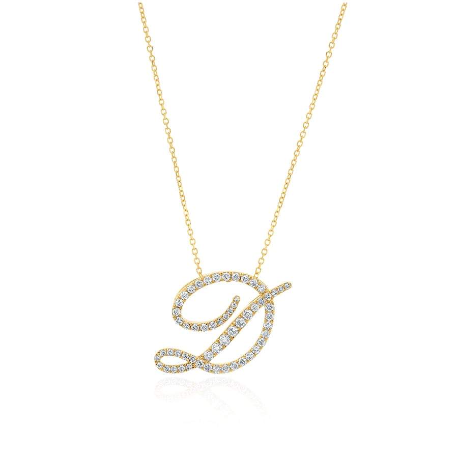 Diamond Initial D Necklace 0.71ct G SI Quality in 9k Yellow Gold - My Jewel World
