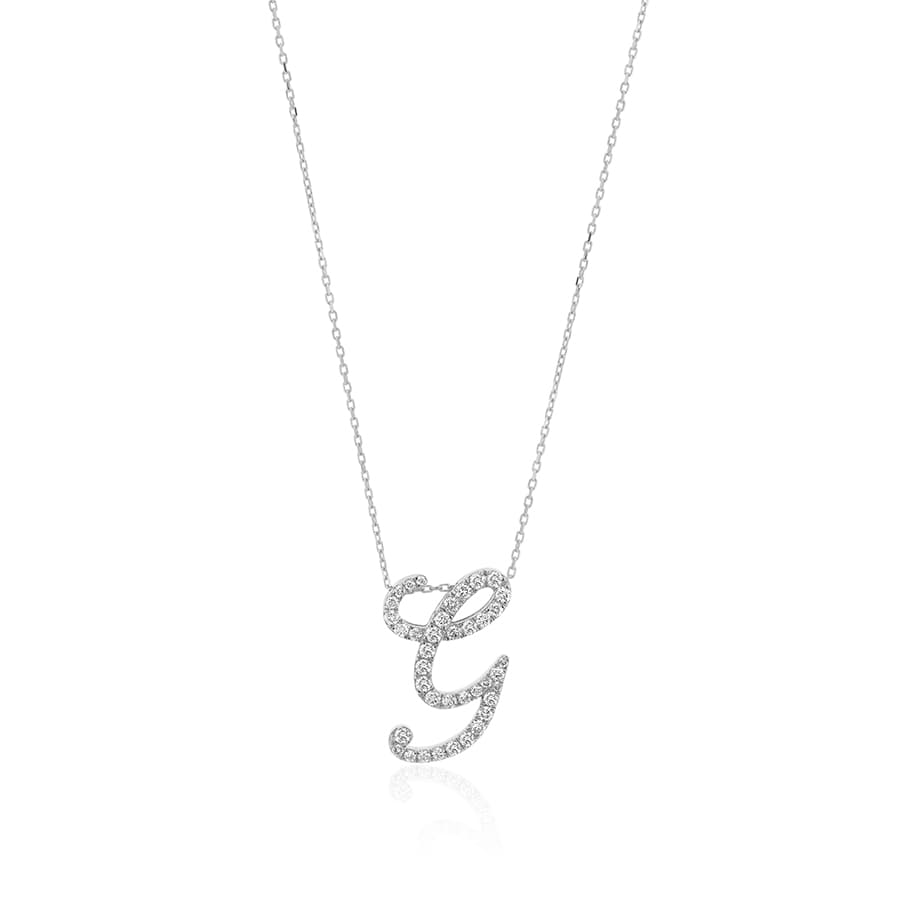 Diamond Initial G Necklace 0.44ct G SI Quality in 9k White Gold - My Jewel World