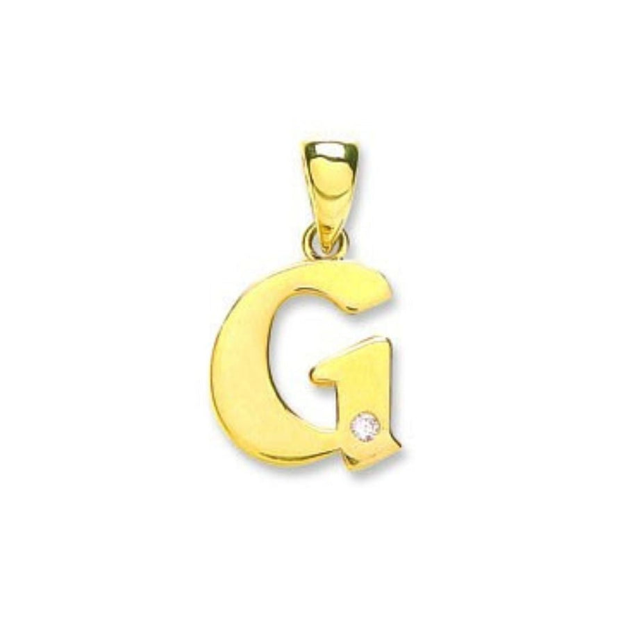 Diamond Initial G Pendant Necklace 0.01ct H-SI in 9K Yellow Gold - My Jewel World