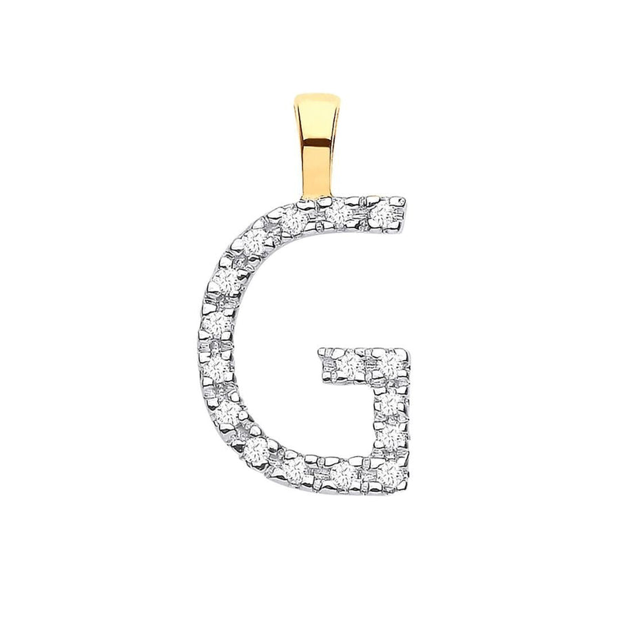 Diamond Initial G Pendant Necklace 0.05ct H-SI in 9K Yellow Gold - My Jewel World