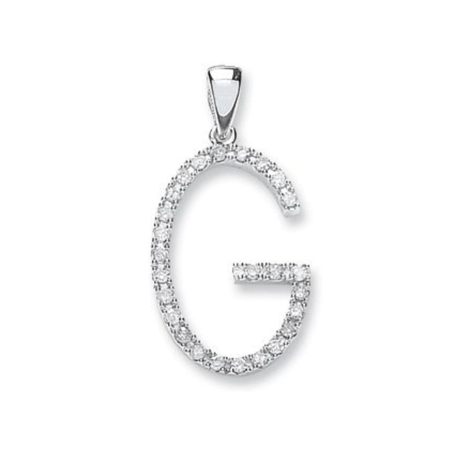 Diamond Initial G Pendant Necklace 0.22ct H-SI in 9K White Gold - My Jewel World