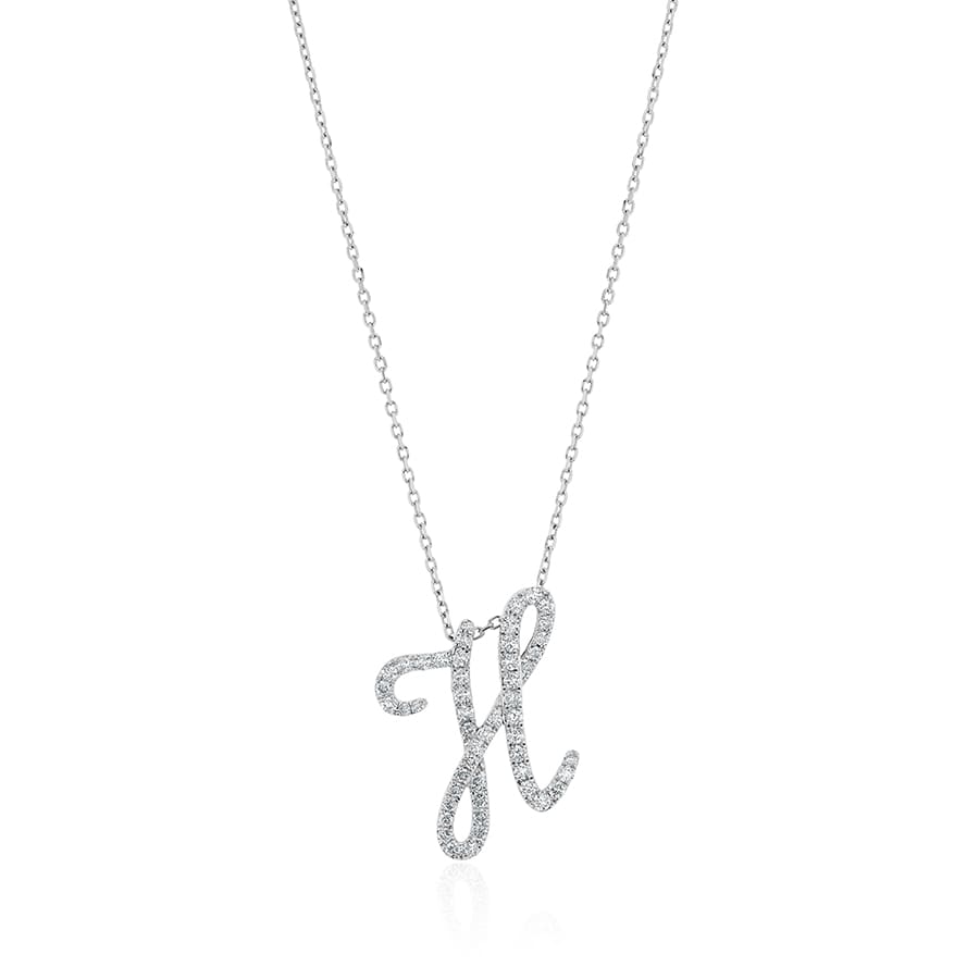 Diamond Initial H Necklace 0.56ct G SI Quality in 9k White Gold - My Jewel World