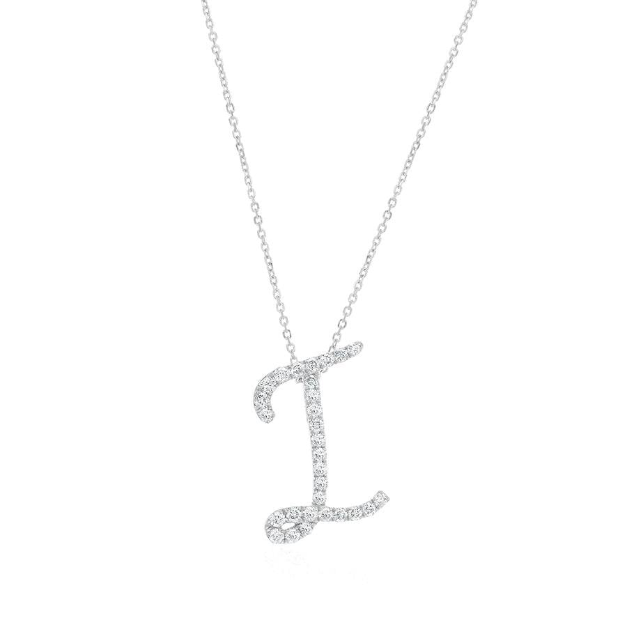 Diamond Initial I Necklace 0.35ct G SI Quality in 9k White Gold - My Jewel World