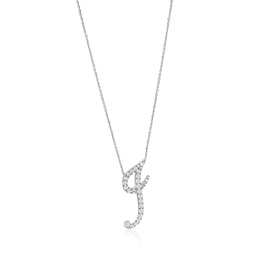 Diamond Initial J Necklace 0.43ct G SI Quality in 9k White Gold - My Jewel World