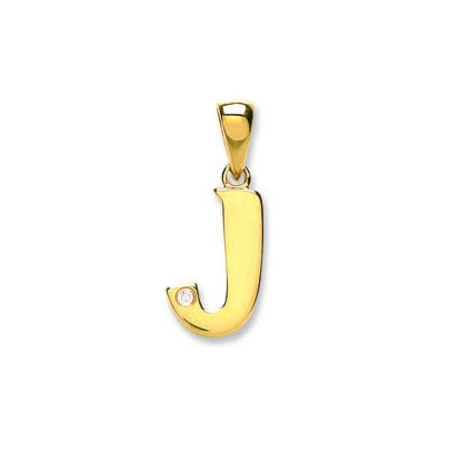 Diamond Initial J Pendant Necklace 0.01ct H-SI in 9K Yellow Gold - My Jewel World