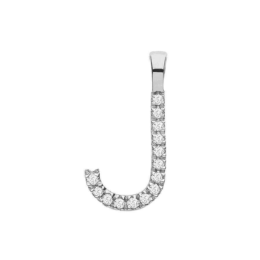 Diamond Initial J Pendant Necklace 0.05ct H-SI in 9K White Gold - My Jewel World