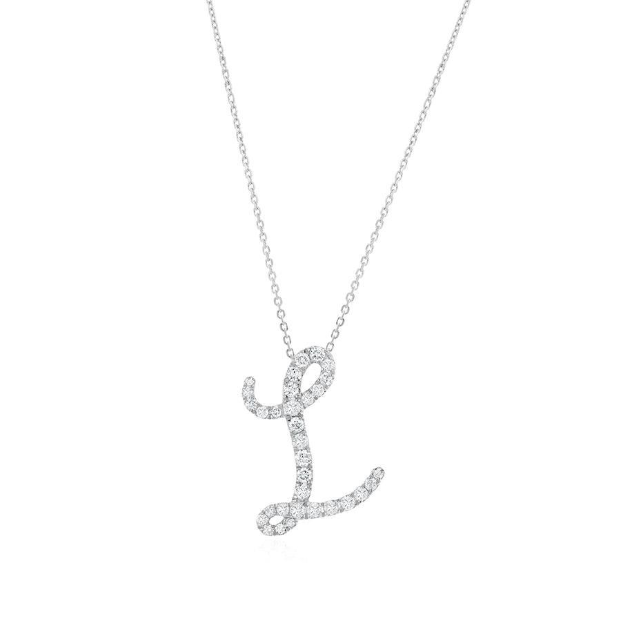 Diamond Initial L Necklace 0.36ct G SI Quality in 18k White Gold - My Jewel World