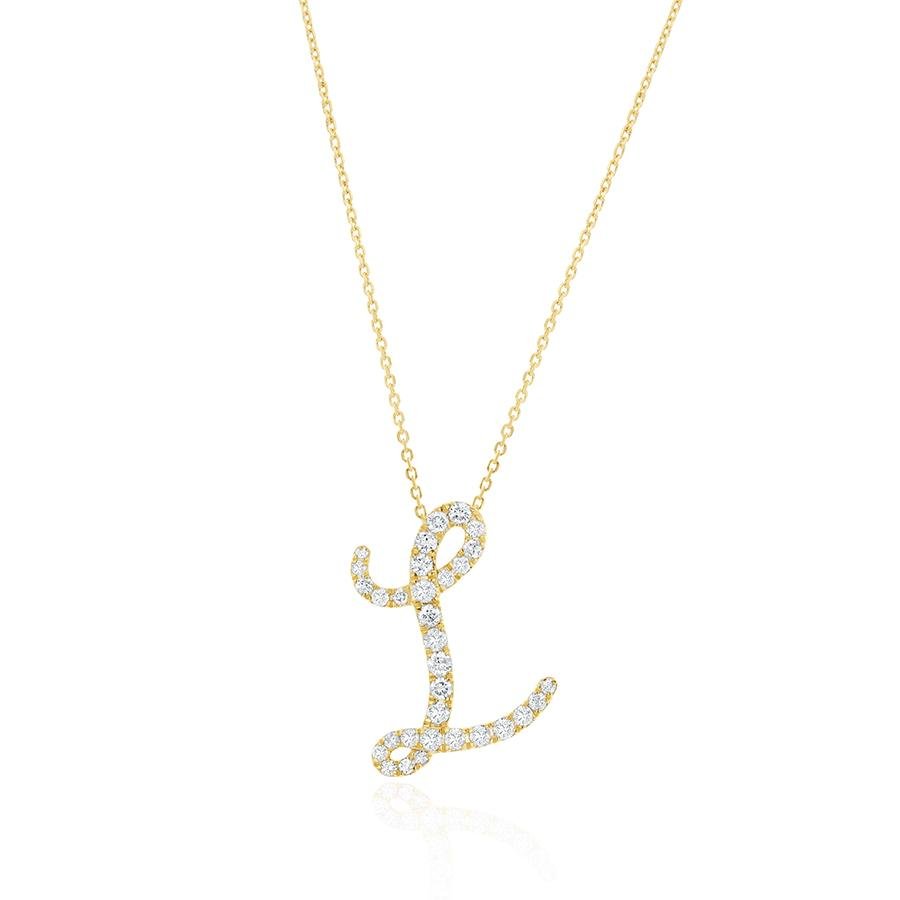 Diamond Initial L Necklace 0.40ct G SI Quality in 9k Yellow Gold - My Jewel World