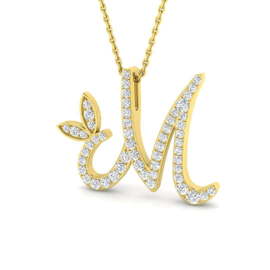 Diamond Initial M Necklace 0.37ct G SI Quality in 18k Yellow Gold - My Jewel World