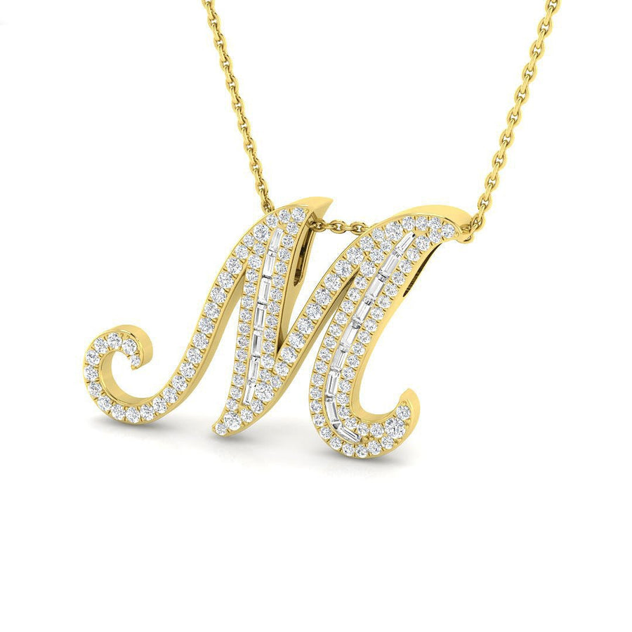 Diamond Initial M Necklace 0.67ct G SI Quality in 18k Yellow Gold - My Jewel World