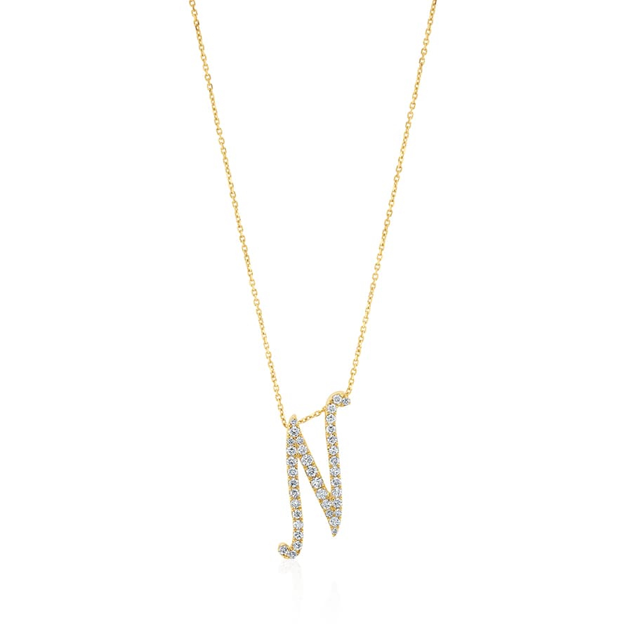 Diamond Initial N Necklace 0.40ct G SI Quality in 9k Yellow Gold - My Jewel World