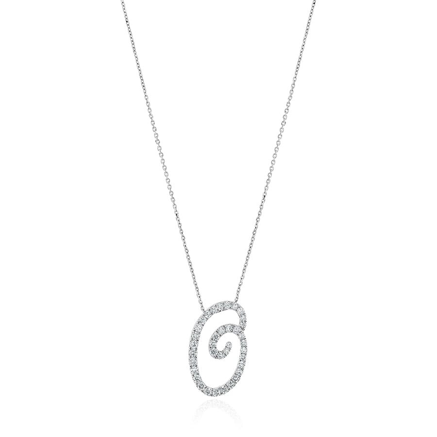 Diamond Initial O Necklace 0.49ct G SI Quality in 9k White Gold - My Jewel World