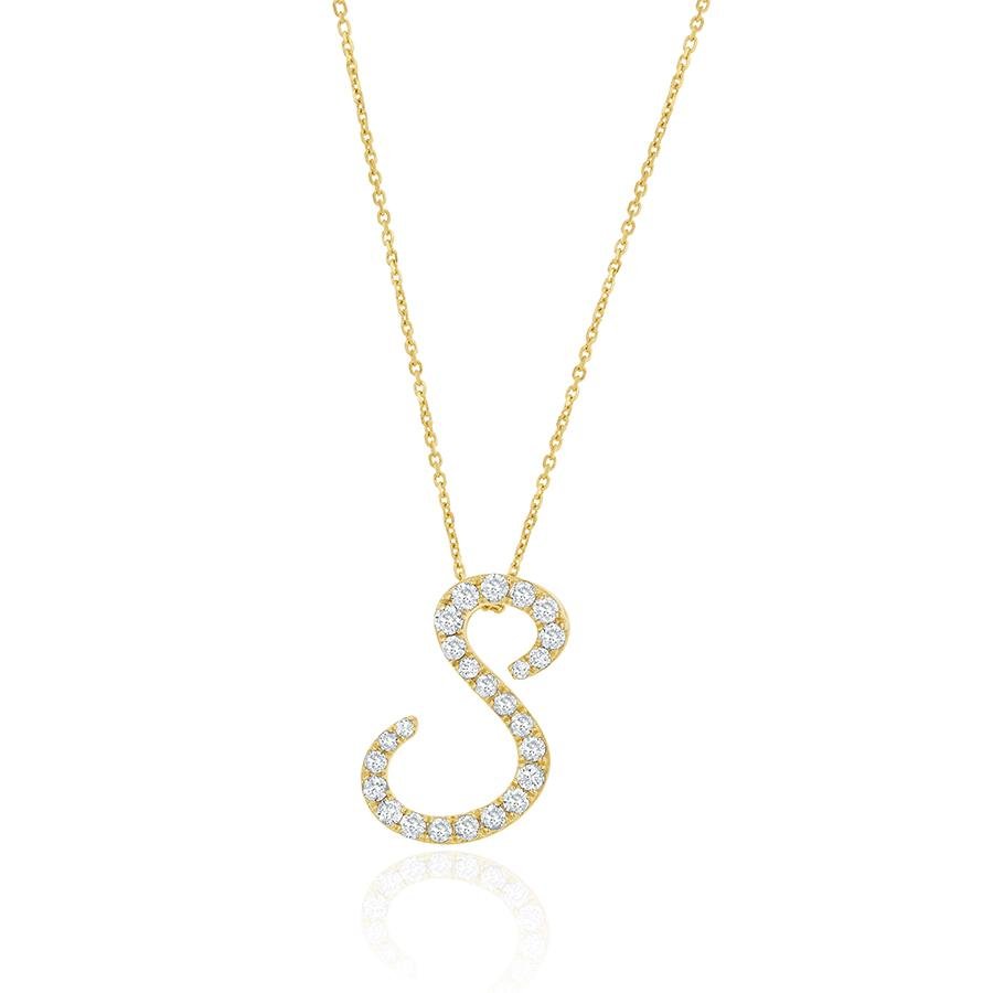 Diamond Initial S Necklace 0.34ct G SI Quality in 9k Yellow Gold - My Jewel World