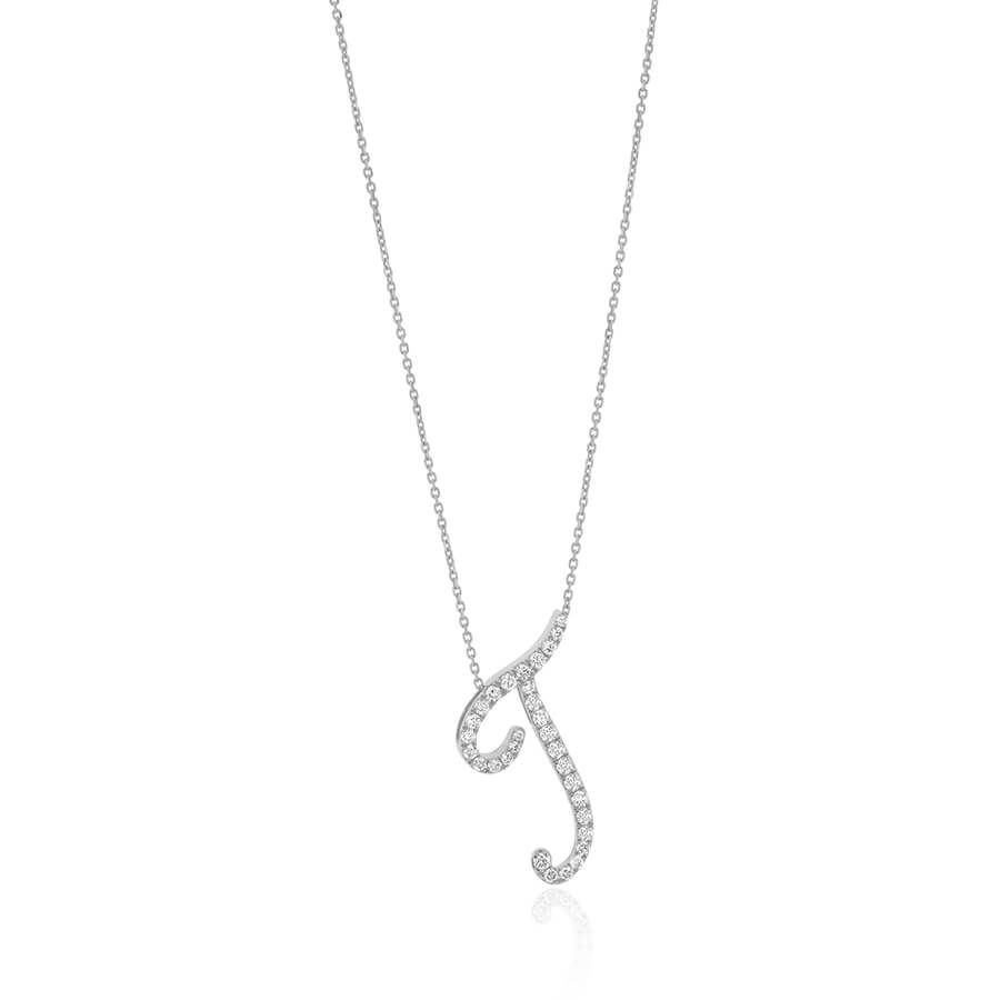 Diamond Initial T Necklace 0.33ct G SI Quality in 9k White Gold - My Jewel World