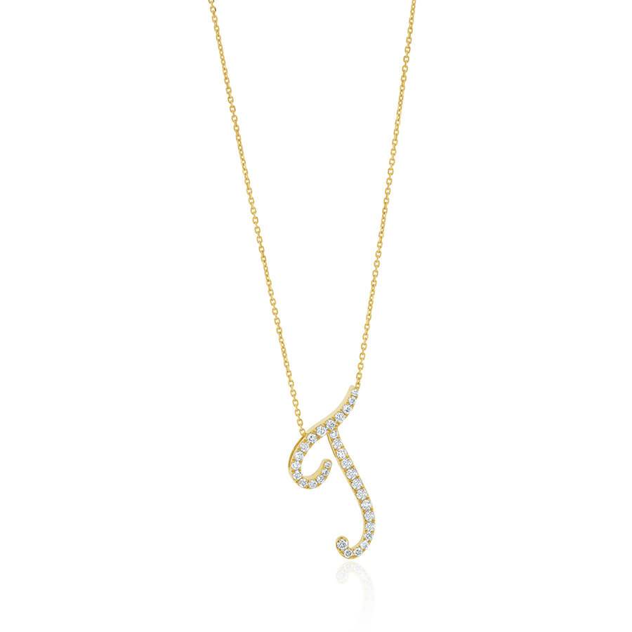 Diamond Initial T Necklace 0.33ct G SI Quality in 9k Yellow Gold - My Jewel World