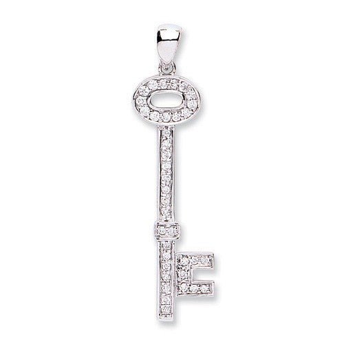 Diamond Key Pendant Necklace 0.22ct H-SI in 18K White Gold - My Jewel World