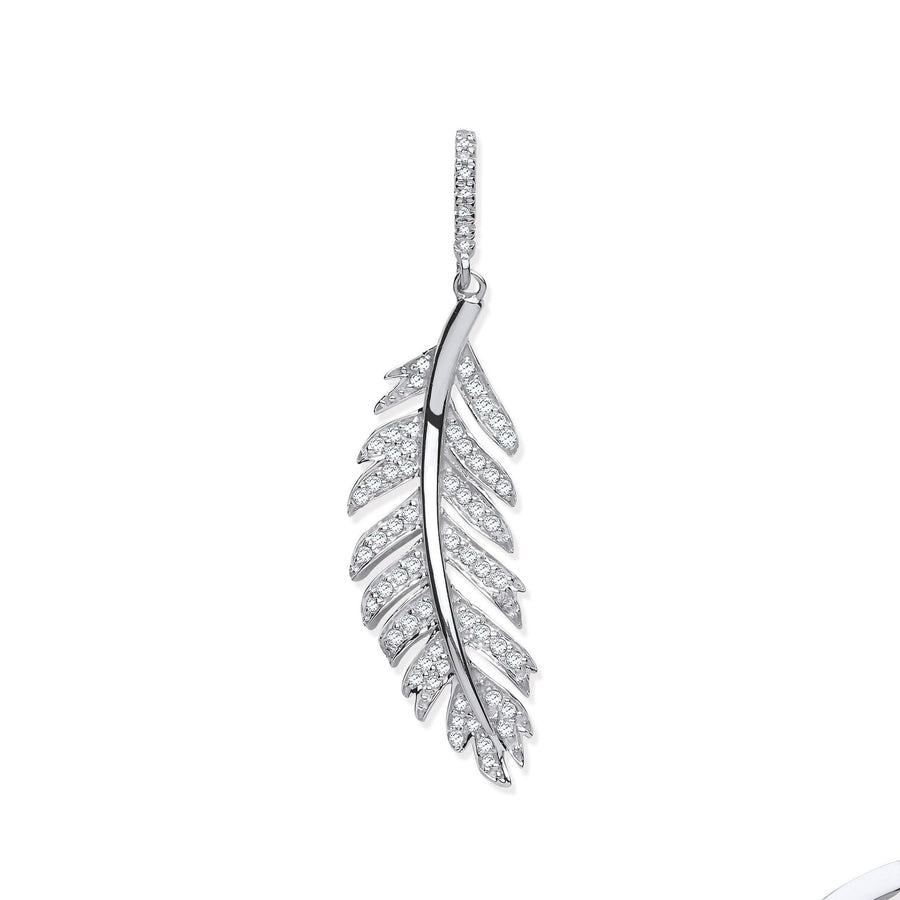 Diamond Leaf Pendant Necklace 0.30ct H-SI in 9K White Gold - My Jewel World