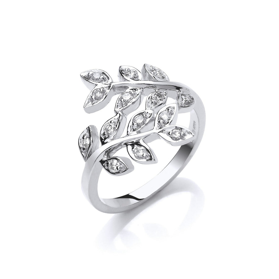 Diamond Leaf Ring 0.25ct H-SI Quality in 9K White Gold - My Jewel World