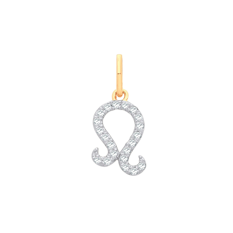 Diamond Leo Zodiac Pendant Necklace 0.10ct H-SI in 9K Yellow Gold - My Jewel World