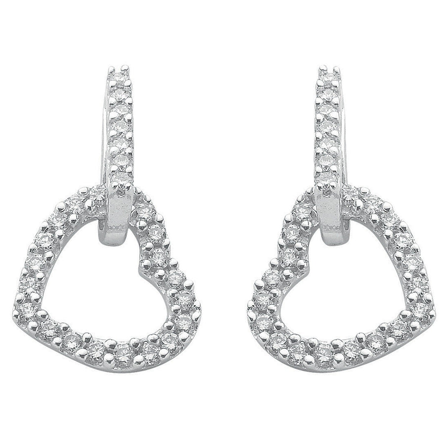 Diamond Love Heart Drop Earrings 0.5ct H-SI Quality 9K White Gold - My Jewel World