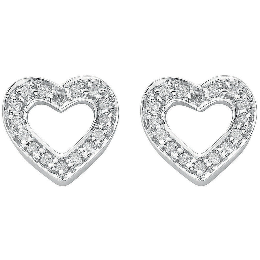 Diamond Love Heart Stud Earrings 0.18ct H-SI Quality 18K White Gold - My Jewel World