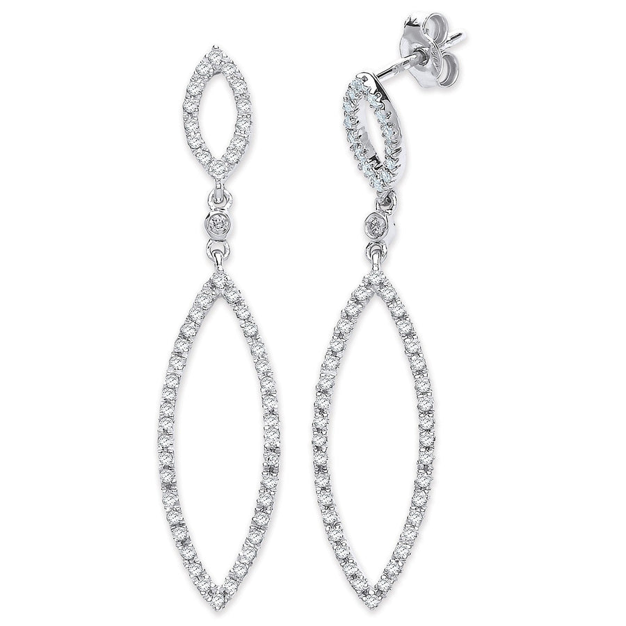 Diamond Marquise Drop Earrings 0.50ct H-SI Quality 9K White Gold - My Jewel World