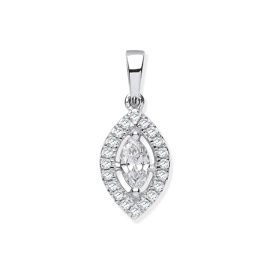 Diamond Marquise Pendant Necklace 0.40ct H-SI in 18K White Gold - My Jewel World