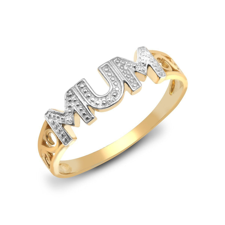 Diamond Mum Ring 0.02ct Premium Quality in 9k Yellow Gold - My Jewel World